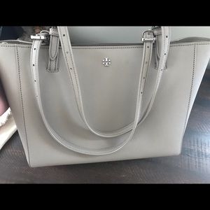Tory Burch York Saffiano Leather French Grey Tote